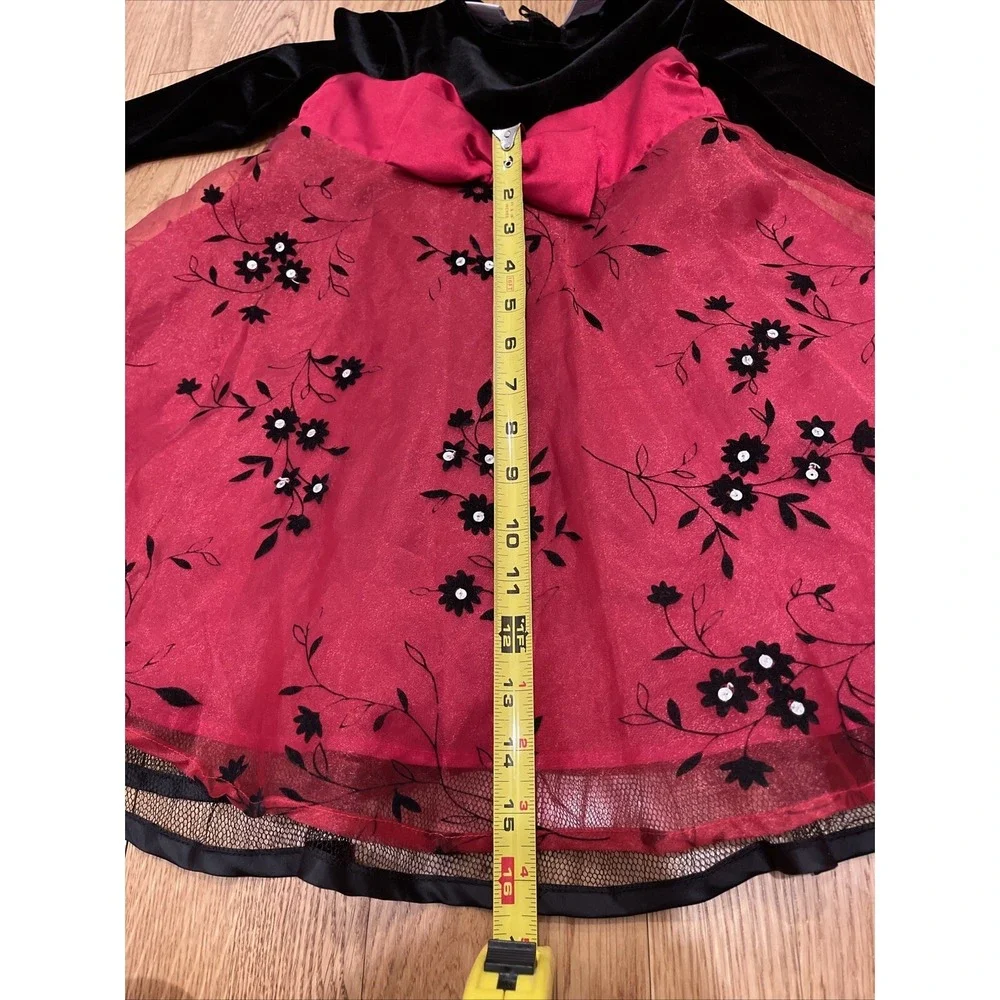 Blueberi Boulevard Flower Girl Princes 3T Dress Red And‎ Bodice Black Velvet